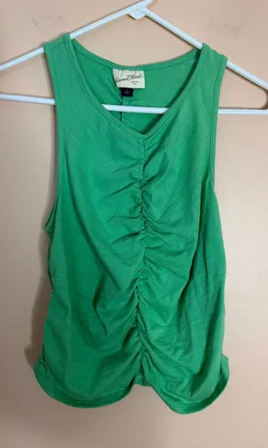 Universal Threads Bright Green Ruched Tank thumbnail 1