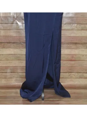 NWT Mac Duggal Size 10 Evening Gown Navy Embellished Thigh High Faux Wrap Formal thumbnail 7