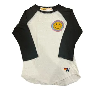 Rare Aviator nation Black and White Aspen Jazz Snowmass Long Sleeve Baseball Tee thumbnail 1