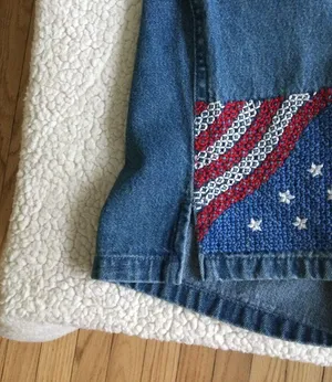 Vintage 90s Agapo Bib Capri Overalls Embroidered Flag - Sz Medium thumbnail 5