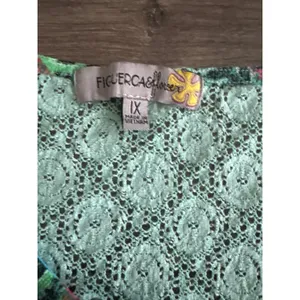 Figueroa & Flower Blue Green Paisley Lace Crochet Bell Sleeve Top 1X thumbnail 4
