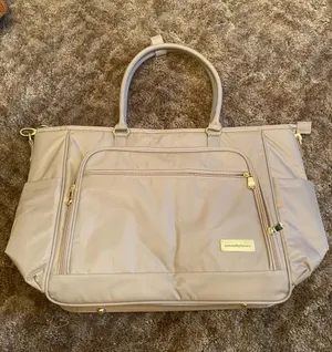 Samantha Brown Neutral Beige Taupe Tote with Gold Hardware Accents thumbnail 1