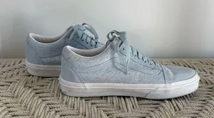 Vans Houndstooth Emboss Old Skool Sneakers Size 8.5 Winter Sky Blue thumbnail 2