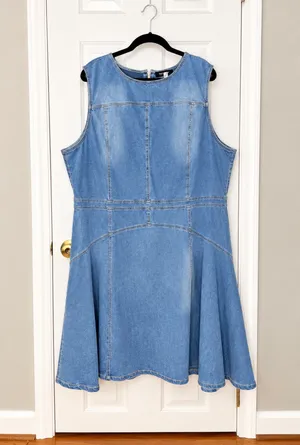 Ashley Stewart Light Blue Denim Mini Dress thumbnail 3