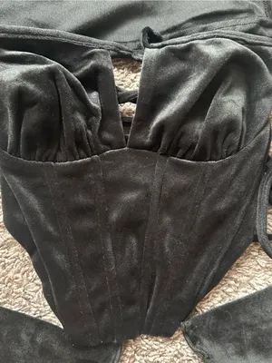 Dolls Kill Black Long-Sleeve Corset Bustier Top thumbnail 3
