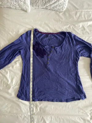 Vintage Nine West purple long sleeve top with dark purple floral embroidery on the chest, size XL #floral #embroidered #vintage thumbnail 5