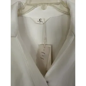 Commense Womens Collared Cuffed Sleeve Button Wrap Short Dress White Medium thumbnail 10