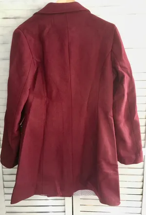 Double Breasted Wool Coat, Large Red thumbnail 3
