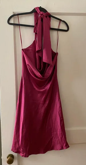 Mod On Trend Satin Halter Mini Dress thumbnail 1