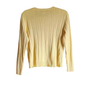 IZOD Women's Cable Knit Yellow Crew‎ Neck Sweater, Large thumbnail 4