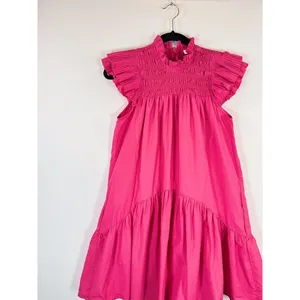 Love The Label Dress Pink Poppy Mini Smocked Flutter A Line Barbiecore Small thumbnail 7