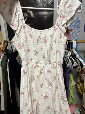 Hollister Dress Floral Mini White Pink thumbnail 2