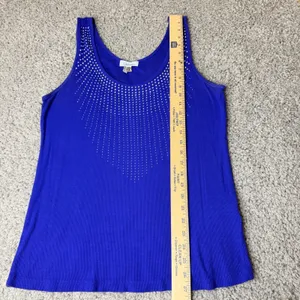Calvin Klein Womens XL Purple Ribbed Rhinestone Embellished Tank Top Scoop Necke thumbnail 4