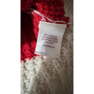 SO Red White Striped Metallic Cable Knit Scoop Neck Sweater Womens Large‎ L thumbnail 3