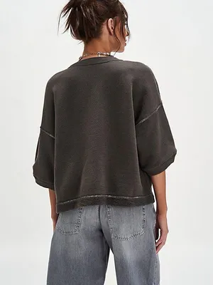 Free people Matilda Sweatshirt in grey green size XL thumbnail 3