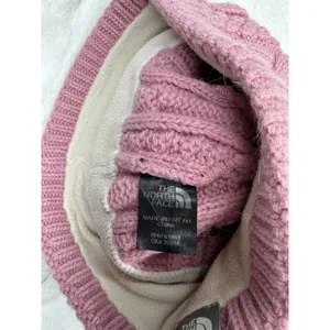 The North Face Hat Beanie OS Pink Cable Knit Fleece Lined Womens One Size Wool thumbnail 3