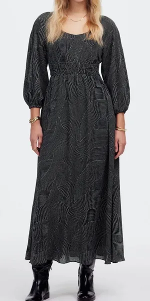 Madewell Geo Dot Print Balloon Sleeve Georgette Midi Dress M Whimsigoth feminine flowy thumbnail 1