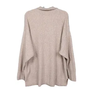 AERIE Beige V-Neck Collared Textured Oversized Sweater Drop Shoulder Women's XL thumbnail 2