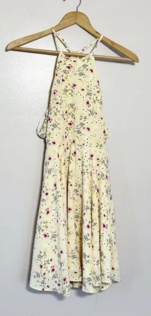 SALE! Yellow Francesca’s Floral Ruffle Fit and Flare Dress Size XS NWT thumbnail 1