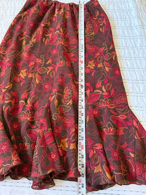 Vintage Sara B Studio Brown Floral Chiffon Midi Skirt Y2K Boho Ruffle Fairy Core thumbnail 9