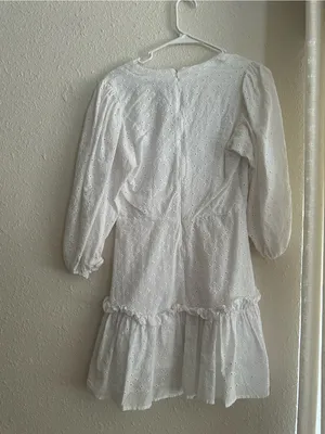 Olivaceous White Eyelet Puff-Sleeve Mini Dress thumbnail 4