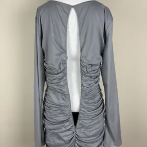 House‎ of CB Mini Dress Womens L+ 10/12 Camille Grey Silk Cutout Ruched Sexy thumbnail 9