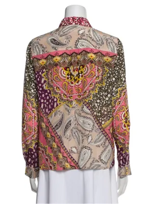 NWT- Alice and Olivia Willa Hidden Placket Silk Top Size S thumbnail 9