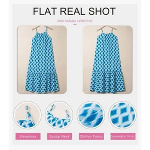 NEW Spaghetti Strap Scoop Neck Smocked Ruffle Flowy Maxi Dress S thumbnail 2