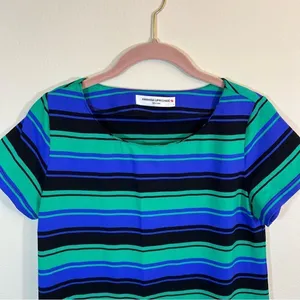 ✨ Amanda Uprichard Women’s Purple‎ Green Black Striped Shirt Dress P thumbnail 2