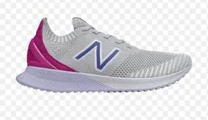 New Balance Women's Light Gray Running Shoe with Purple and Pink Accents thumbnail 1