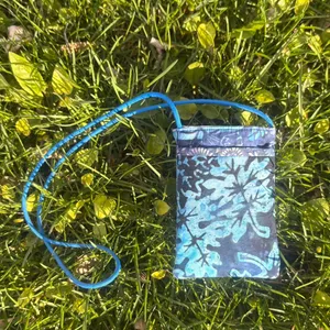 Handmade Little blue boho festival batik patterned/dyed bag with strap thumbnail 2