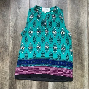 Alice Blue for Stitch Fix Teal Diamond Boho Sleeveless Blouse V-Neck Medium thumbnail 4