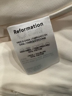 Reformation Ivory Midi Dress Puff Sleeve Ruffle Hem Size 8 thumbnail 4