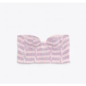 New Zara‎ Tweed Strapless Cropped Top thumbnail 5