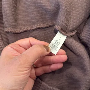 Aerie Chocolate Brown Corded Rib Knit Hoodie Size Large thumbnail 7