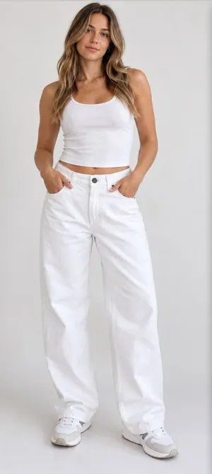 NEW BDG Urban Outfitters Ivory Logan Boyfriend Mid Rise Loose Cinched Jeans thumbnail 1