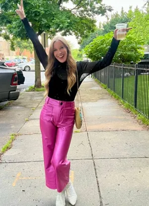 MAEVE The Colette Cropped Wide Leg Vegan Leather Pants in Rose Size 29 thumbnail 1
