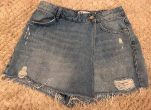 ZARA Denim Destressed Skort thumbnail 1