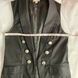 Guess Denim Vest Womens 6 Black Jean Waistcoat Sleeveless‎ Open Front Y2K Grunge thumbnail 6