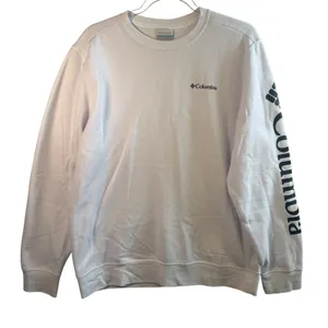 Columbia Sweatshirt Mens Medium White Logo Sleeve Graphic Fleece Pullover AM0954 thumbnail 1