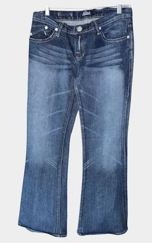 Rock‎ & Republic Womens Jeans Sz 30 Flare Wide Boot Cut Leg Low Rise Dark Wash thumbnail 1