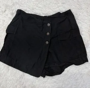 Mango linen blend black mini skort thumbnail 1