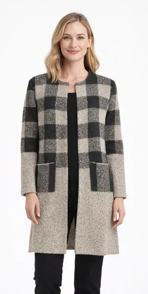 Sanctuary plaid cardigan with snaps and pockets size large thumbnail 1