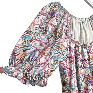Sofie the Label Floral Midi Dress Tiered Puff Sleeve‎ M Multicolor Pockets Boho thumbnail 5