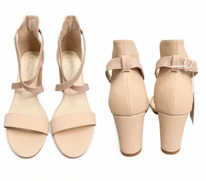 Zurin Women’s Nude Block Heel Sandals Ankle Strap Dress Heels. Size 8.5 thumbnail 1