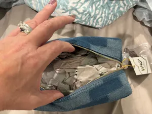 Imoshion Blue Patchwork Cosmetic Bag with charm thumbnail 3