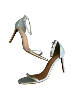 ROUGE Silver Metallic Strappy Sandals Heels Size 9 thumbnail 4