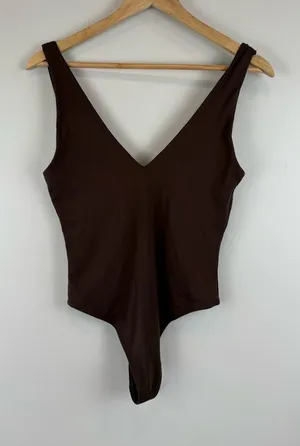 Babaton Contour V-Neck Bodysuit Women's Size Medium Brown thumbnail 1