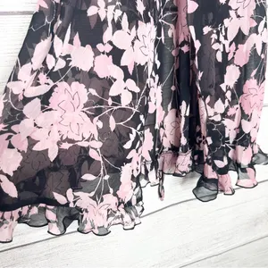 Vintage California Dynasty Sheer Black & Pink Floral Chemise Lingerie Size Large thumbnail 6