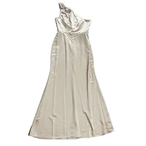 NWT LOVELY Shirred One-Shoulder Satin Trumpet Dress‎ sz 10 Cameo thumbnail 10